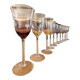 10 coloured glass stemmed glasses