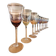 10 coloured glass stemmed glasses