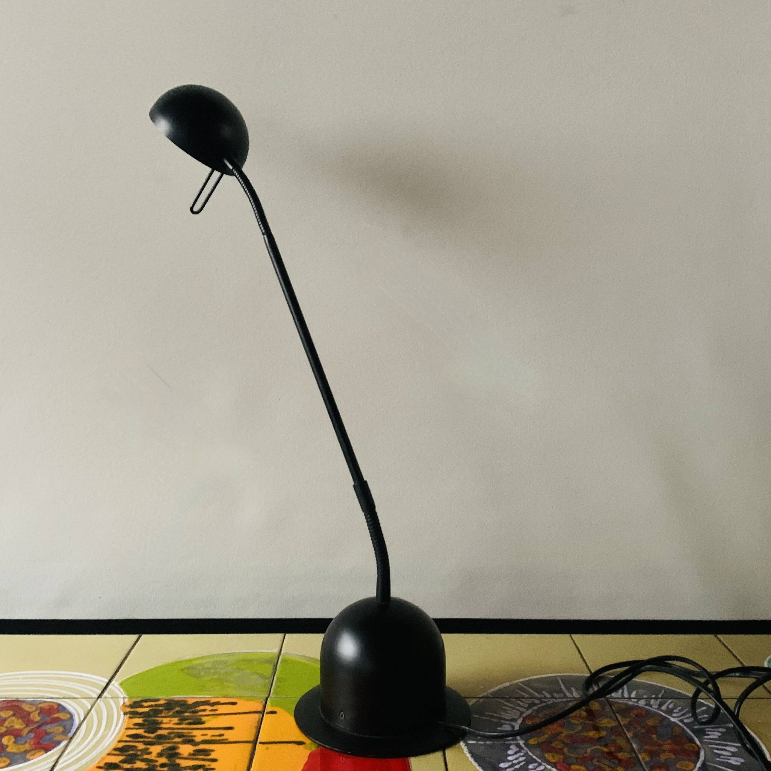 Massive vintage desk lamp in black metal