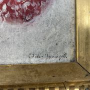 Old Table XIX Portrait of a Woman in Traditional Costume - Signed Célest