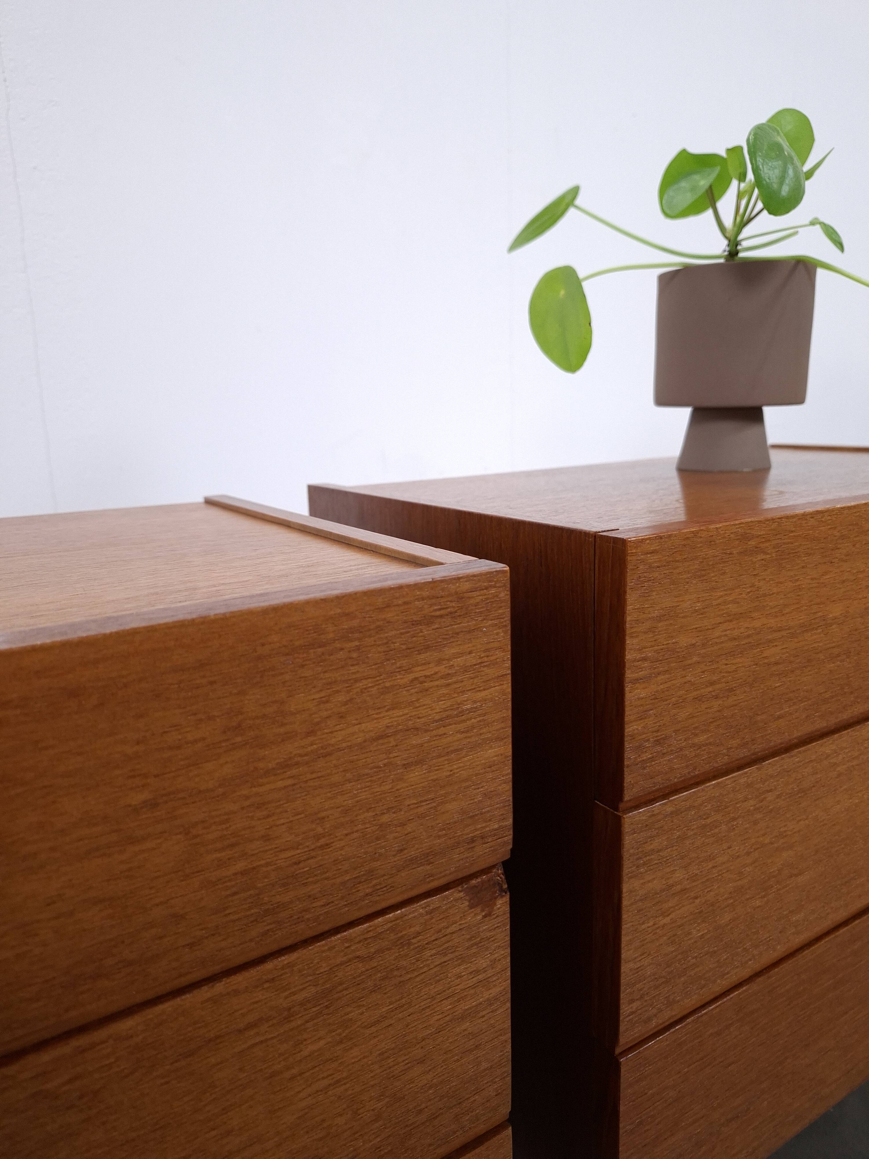 Set teak zwevende nachtkastjes met lades Denemarken