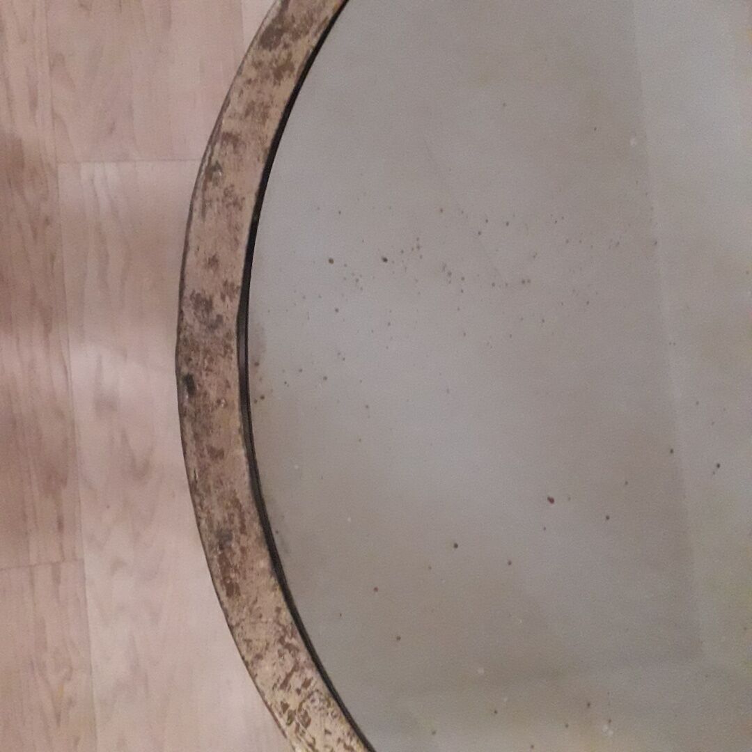 Gilt metal mirrored drum table