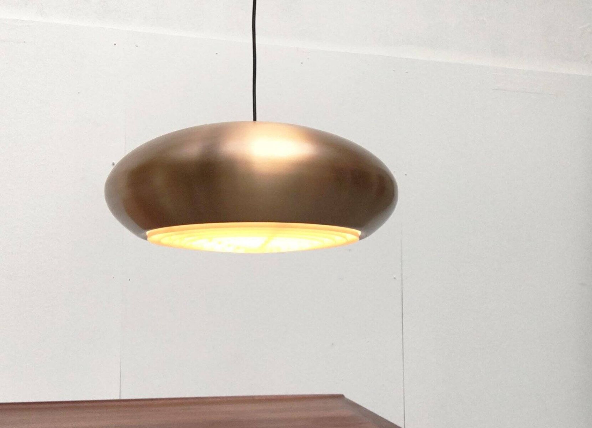Large suspended copper lamp from mid-century Germany by Goldkant Leuchten.