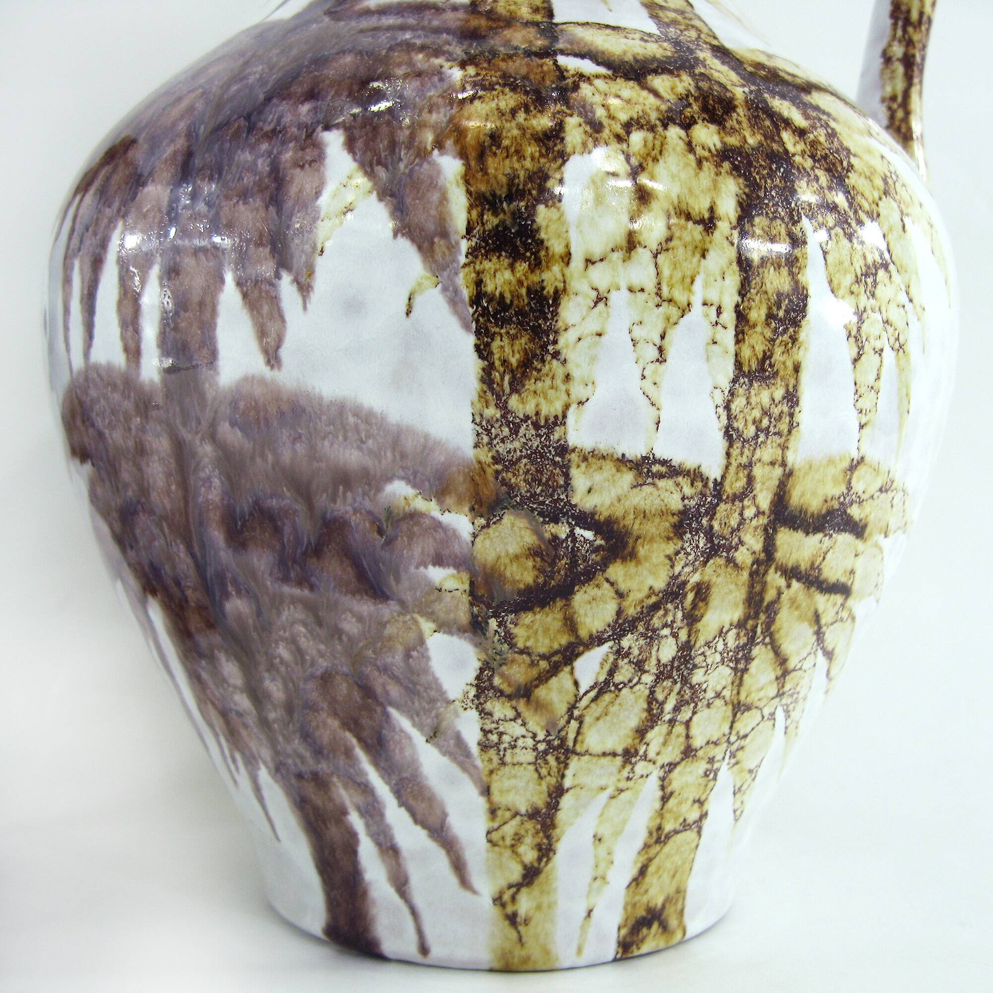 2 West Germany vases - trees and Japanese cranes decor - Marei Keramik - vintage 60s