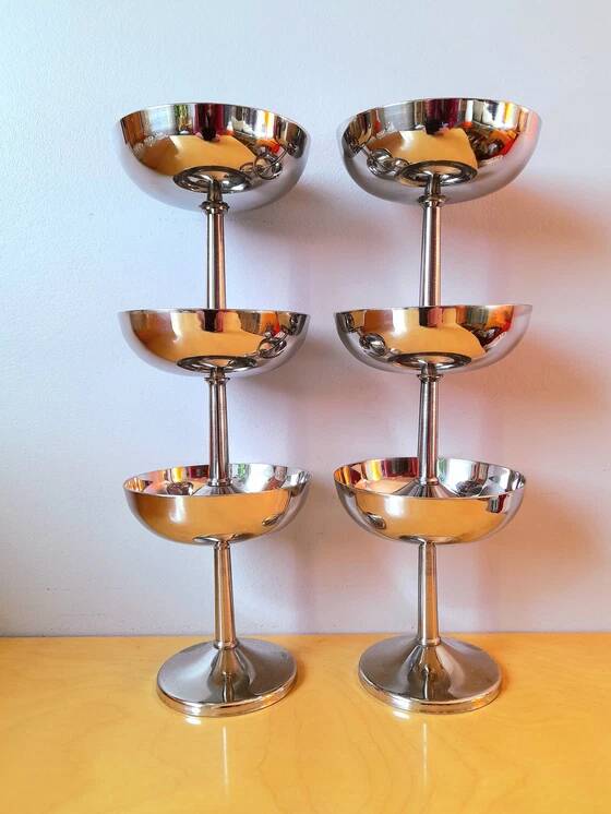 Stainless steel ice cream and dessert cups, 1970s