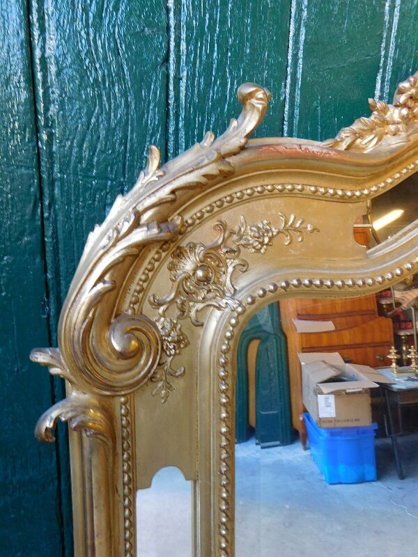 Gilded wooden mirror louis xv with frame