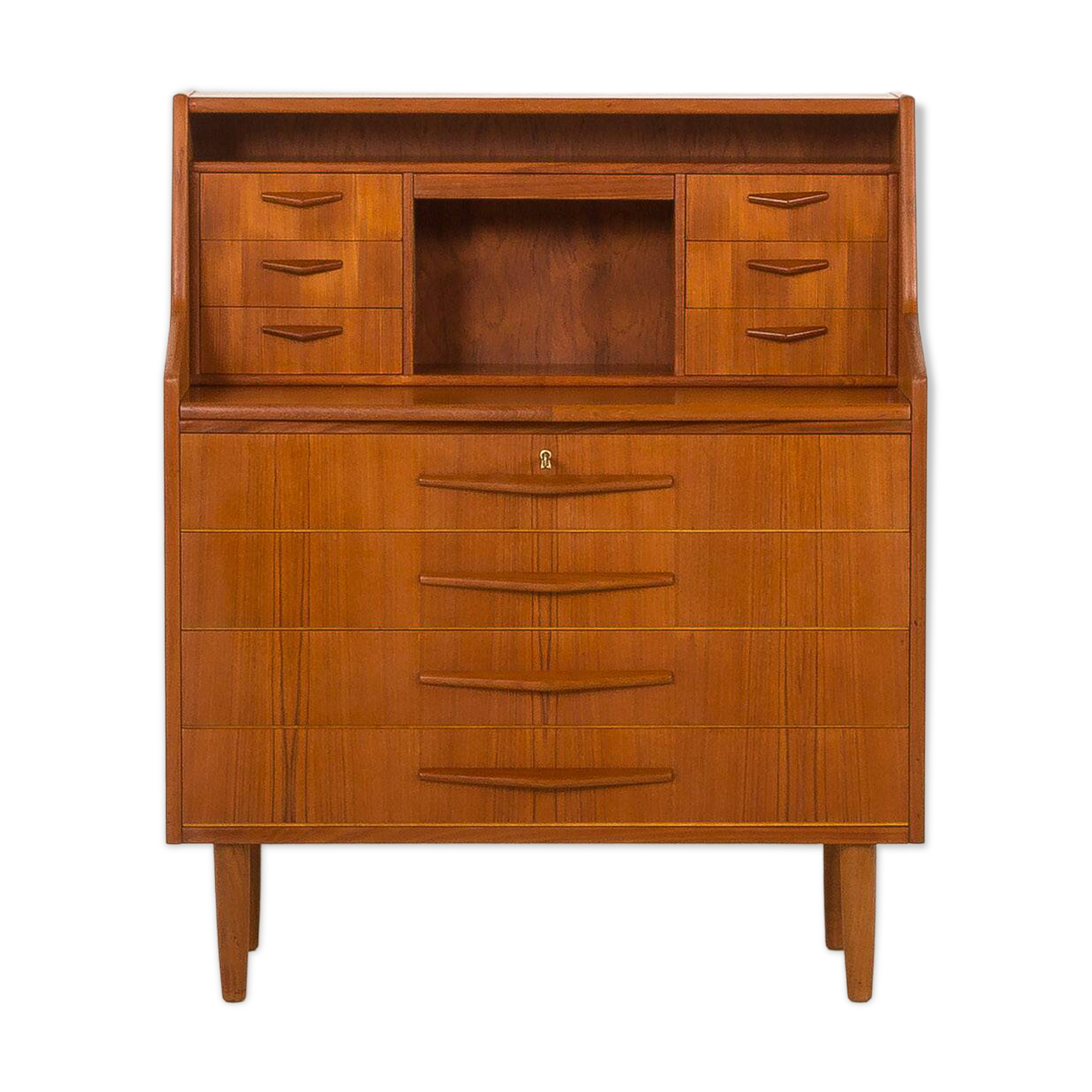 Danish teak mid century modern secretaire cabinet with a desk and vanity