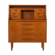 Danish teak mid century modern secretaire cabinet with a desk and vanity