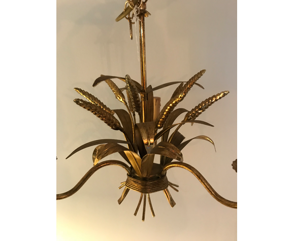 Chandelier and pair of wall sconces of wheat