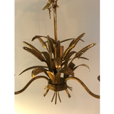 Chandelier and pair of wall sconces of wheat