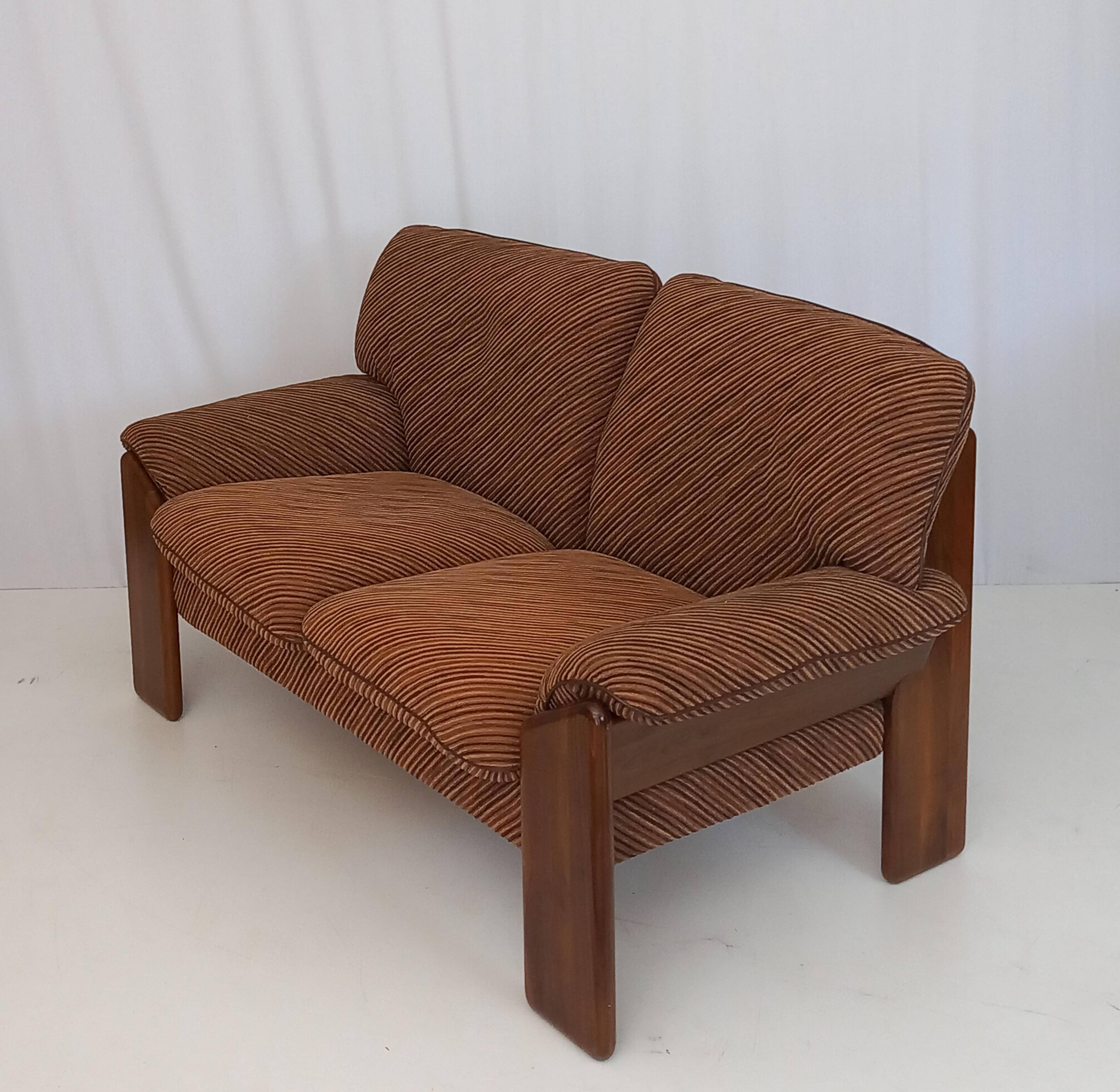 Brown Velvet 2-Seater Sofa by Mobil Girgi, 70s