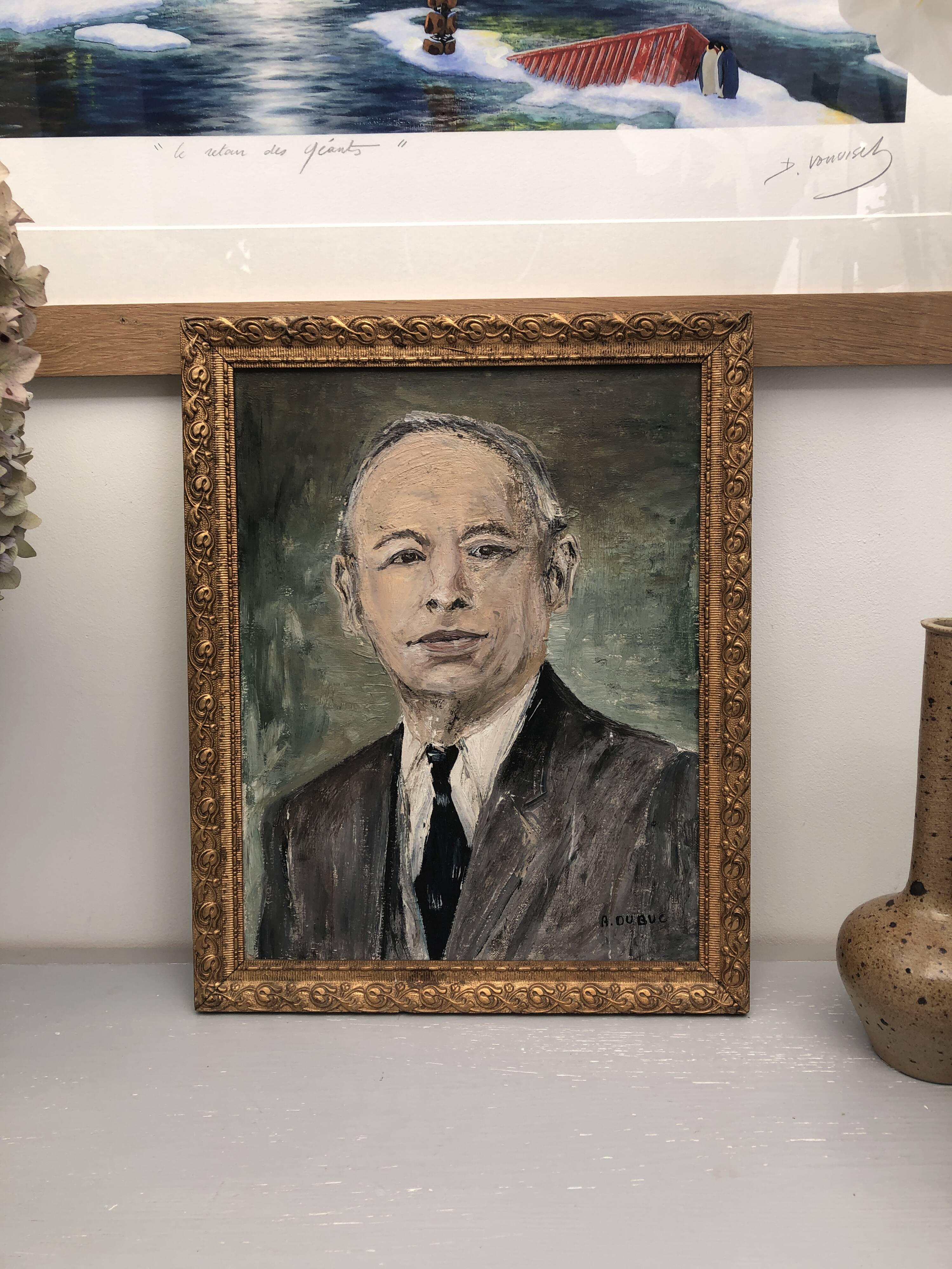 Portrait of a man in a suit, oil painting on canvas