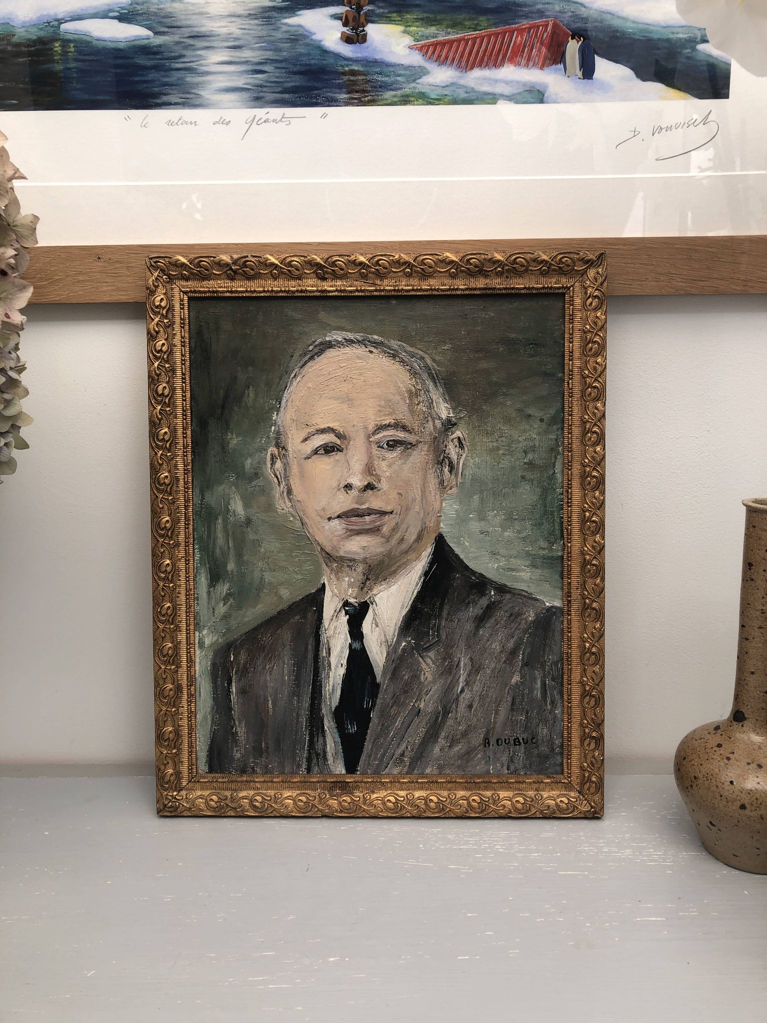 Portrait of a man in a suit, oil painting on canvas