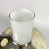 Lampe de table en verre opale et laiton plaqué, milieu du siècle, années 1960