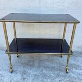 Vintage 60s brass side table on wheels