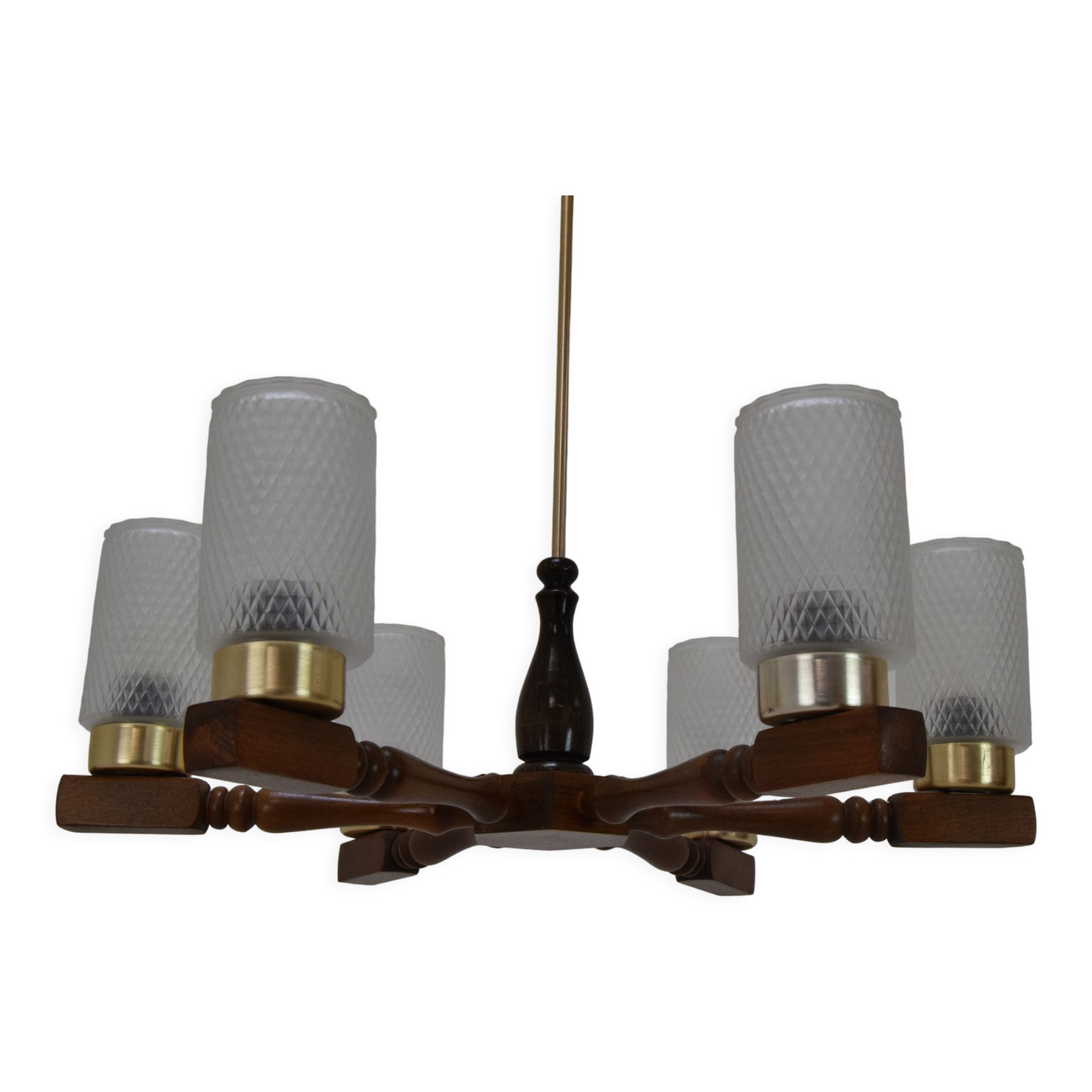 Mid-century wood chandelier  by Inva Litomerice,1970's