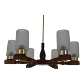 Mid-century wood chandelier  by Inva Litomerice,1970's