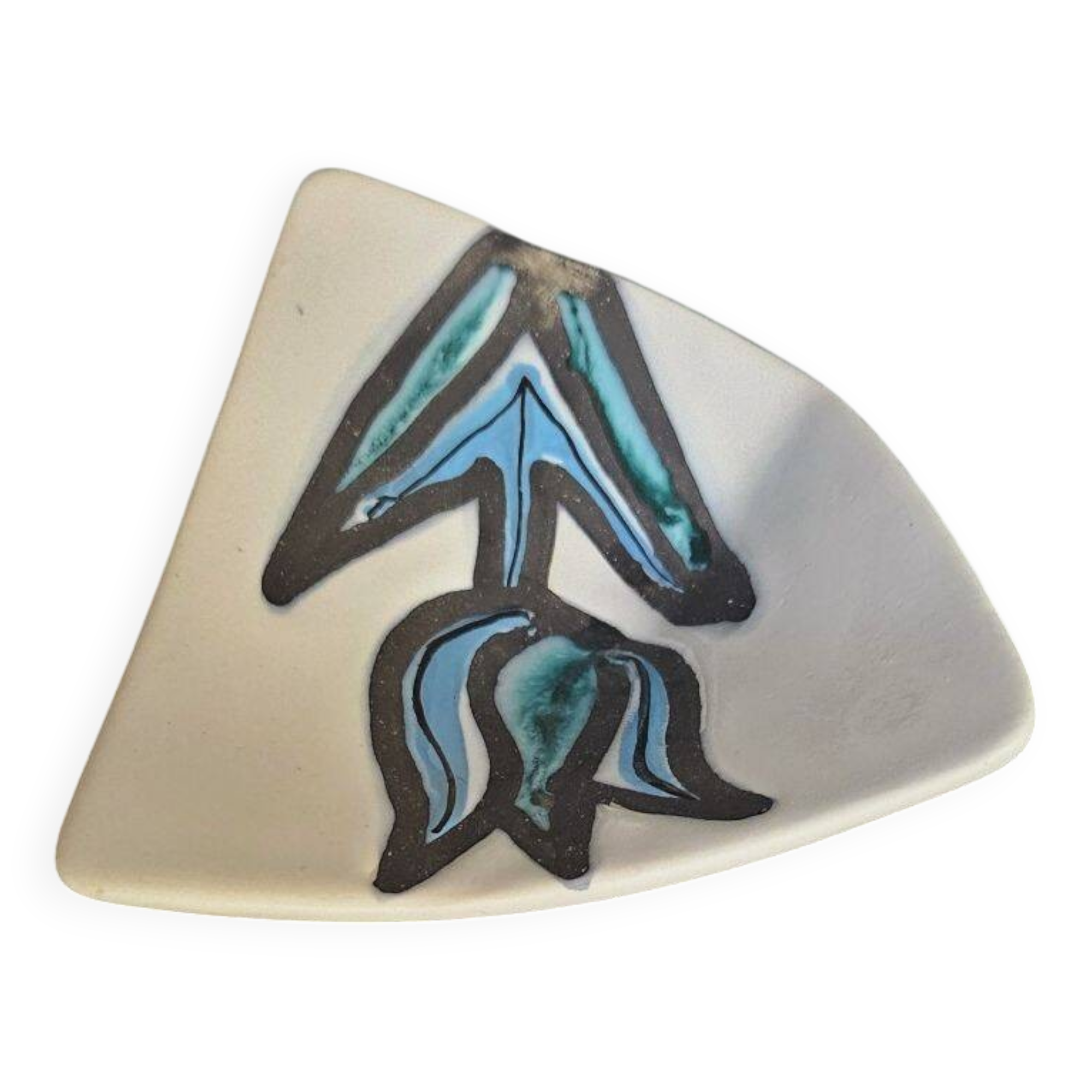 CAPRON - Small Trilobed Cup with Blue Tulip Decor M13