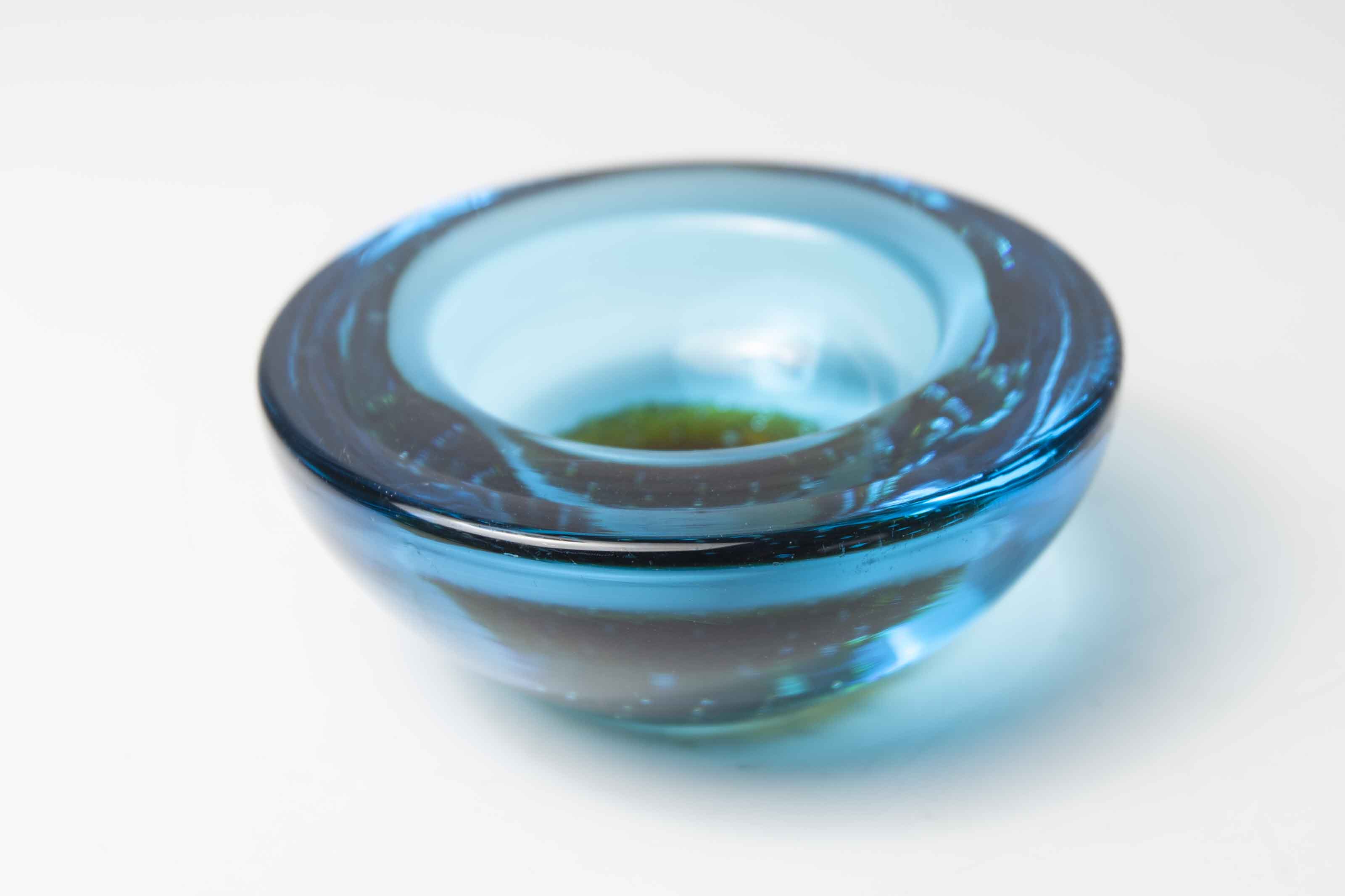 Murano ashtray blue orange bubble