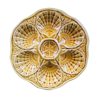 Amber oyster plate Sarreguemines