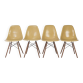 Light Ochre Set (4) Herman Miller Vintage Eames DSW Side Shell Chairs