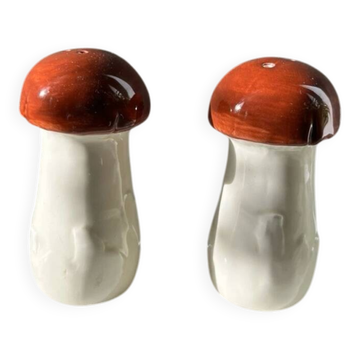 Mushroom-shaped ceramic salt and pepper shakers