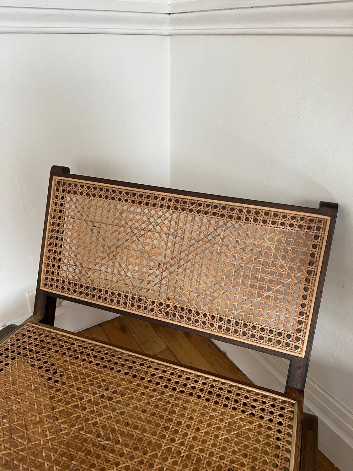 Vintage wooden and cane armchair
