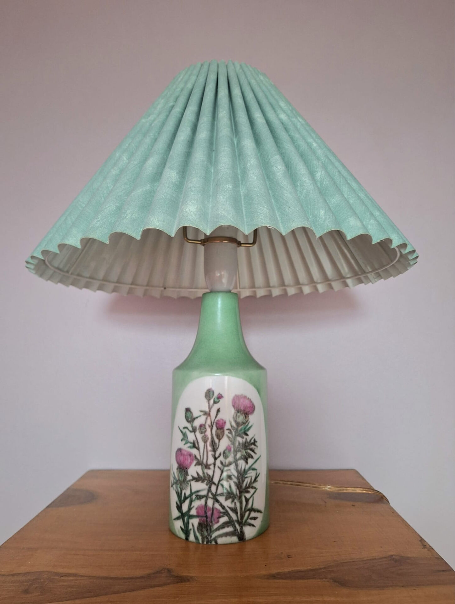 Vintage ceramic lamp, AK Kaiser, Germany, antique light fixture.