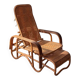 Mid-century adjustable rattan lounge chair with retractable footrest, Japan