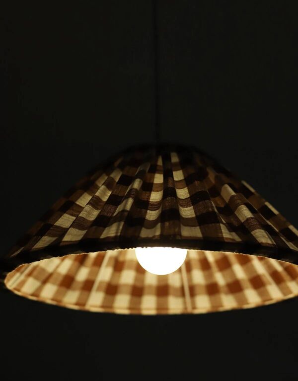 Suspension textile  conique gros carreaux Malala ''terra