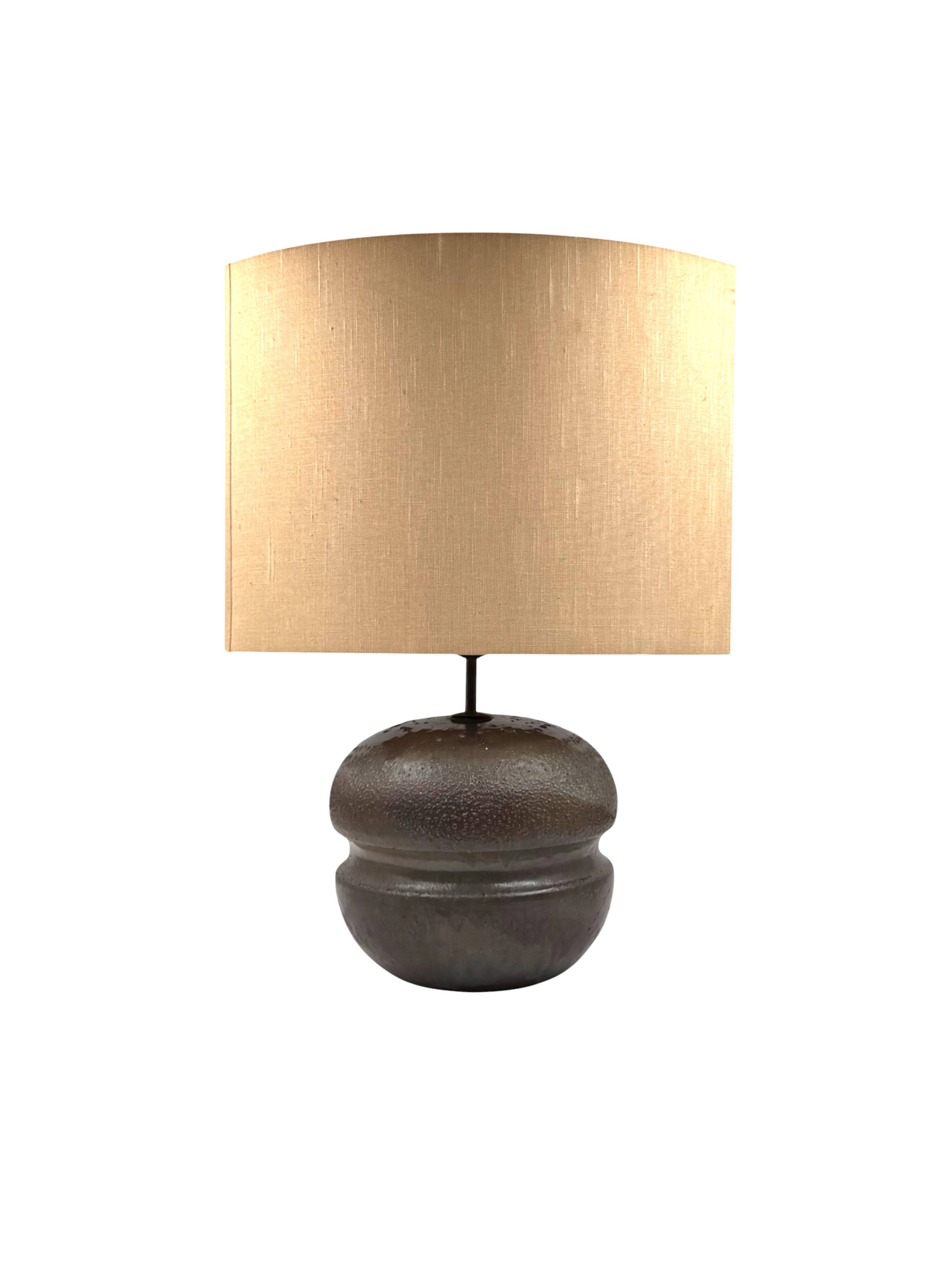 Mid-century modern brown ceramic lamp base,  France 1960s