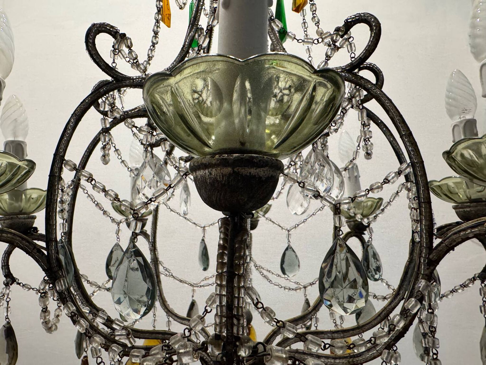 Grand lustre en cristal multicolore des années 1950