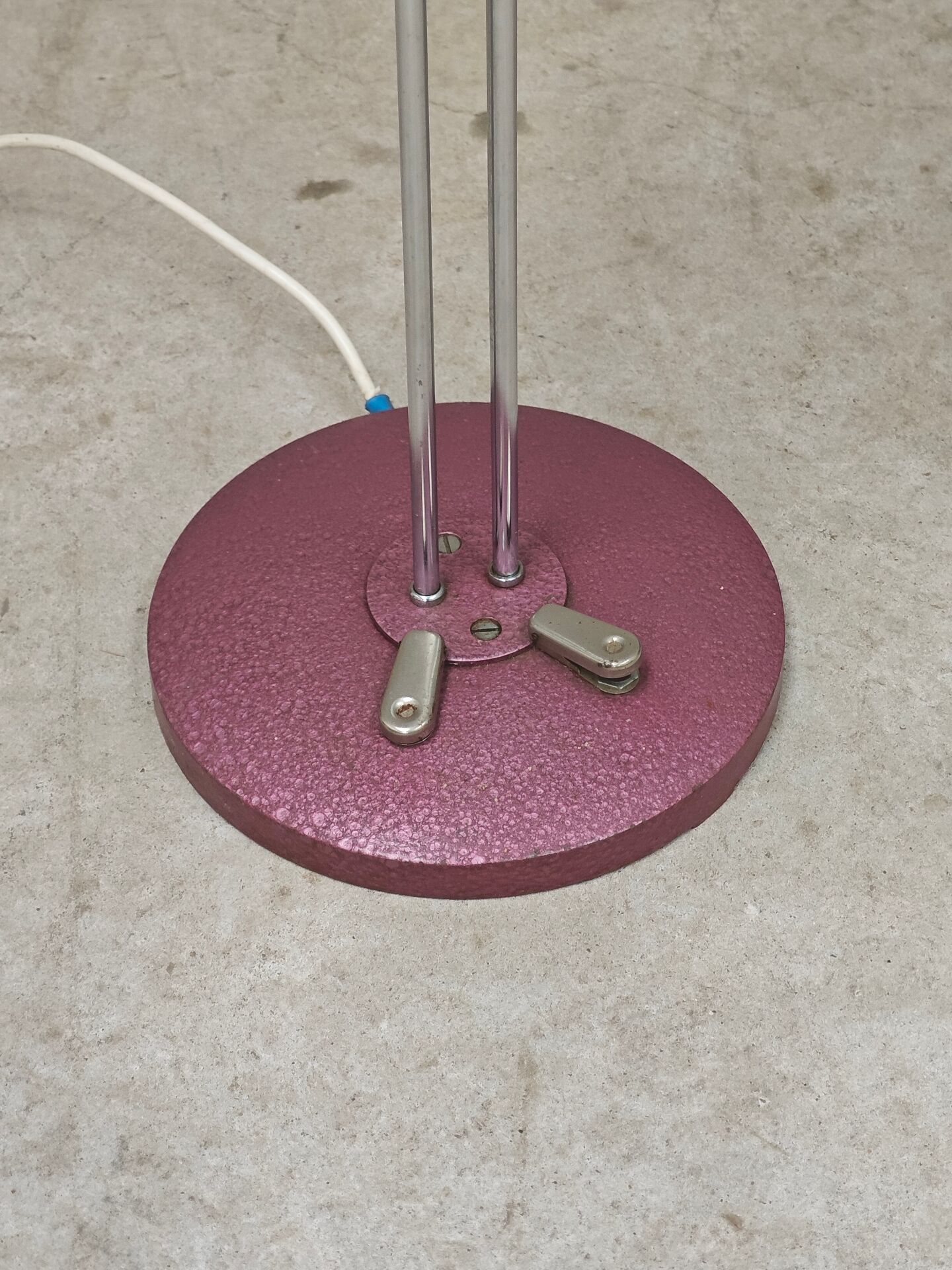 Chrome metal floor lamp opaline triplex Lidokov ex Czechoslovakia