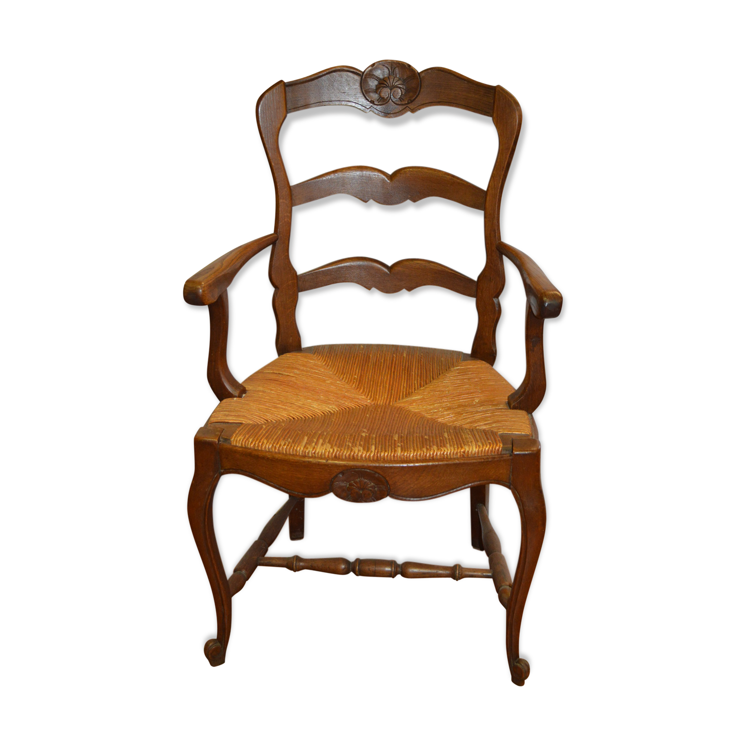 Straw armchair style Louis XV oak