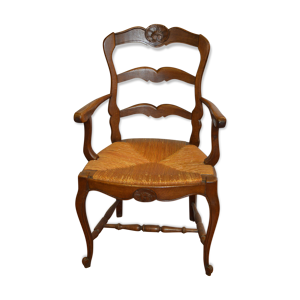 Fauteuil paillé style Louis XV