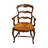 Straw armchair style Louis XV oak