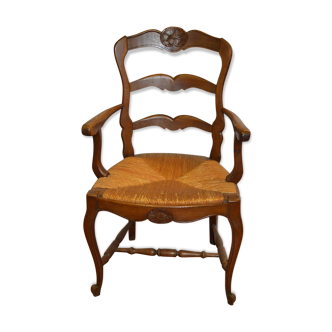 Straw armchair style Louis XV oak