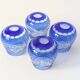Set of 4 vintage cobalt blue cut glass Römer-style glasses.