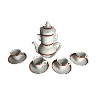 Teapot Pillivuyt and 4 vintage ceramic cups