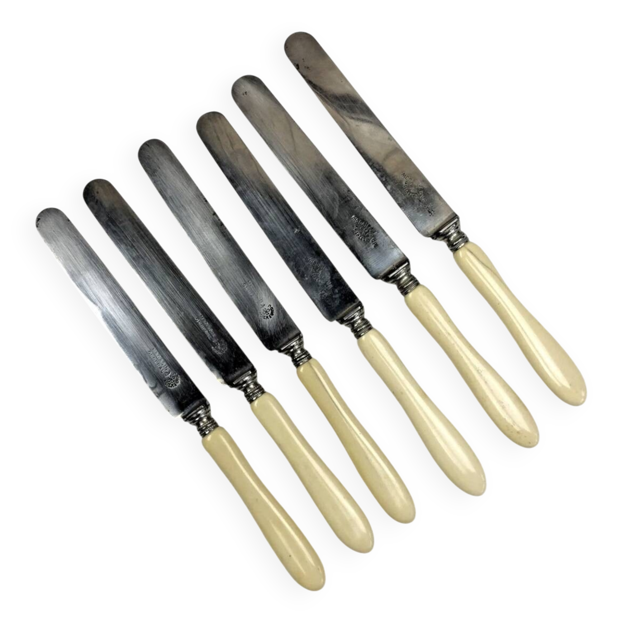 6 antique dessert cheese knives from the 19th century