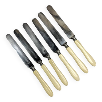 6 antique dessert cheese knives from the 19th century
