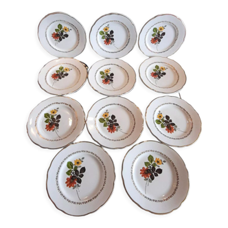 Floral pattern dessert plates KG Badonviller Lunéville