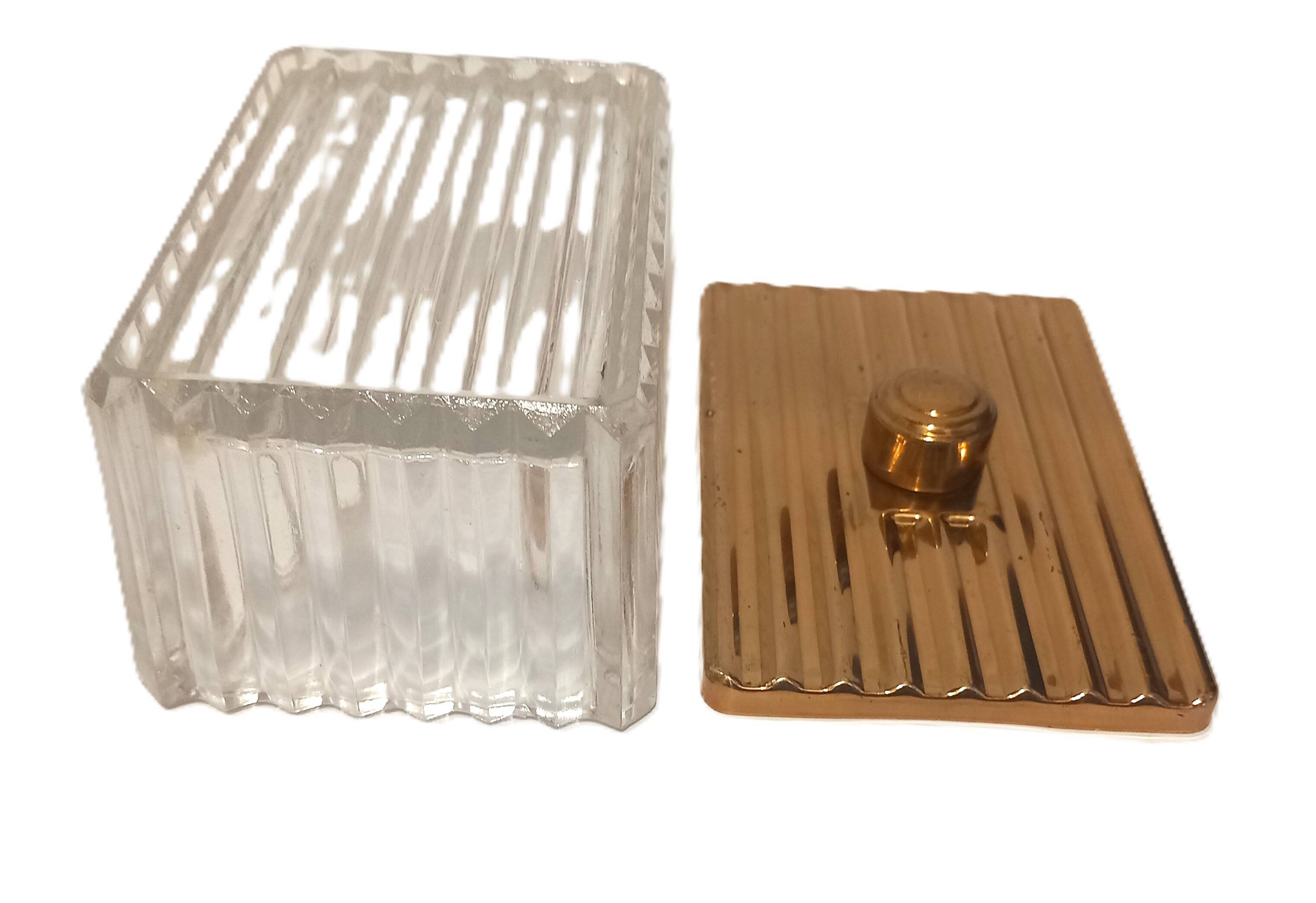 Art Deco Cake Box / Jewelry Box / Candy Box in Glass and Metal
