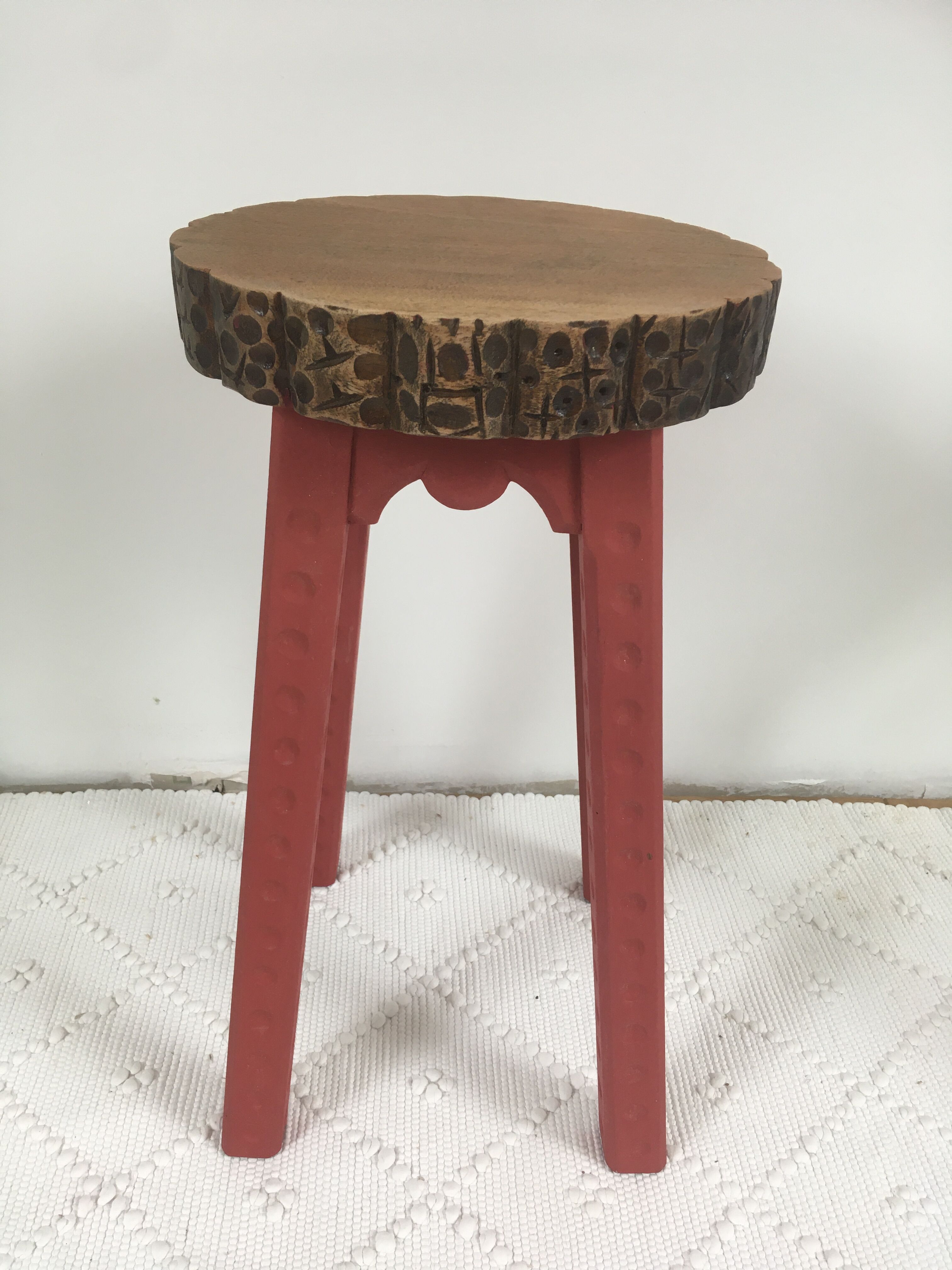 Carved wooden stool