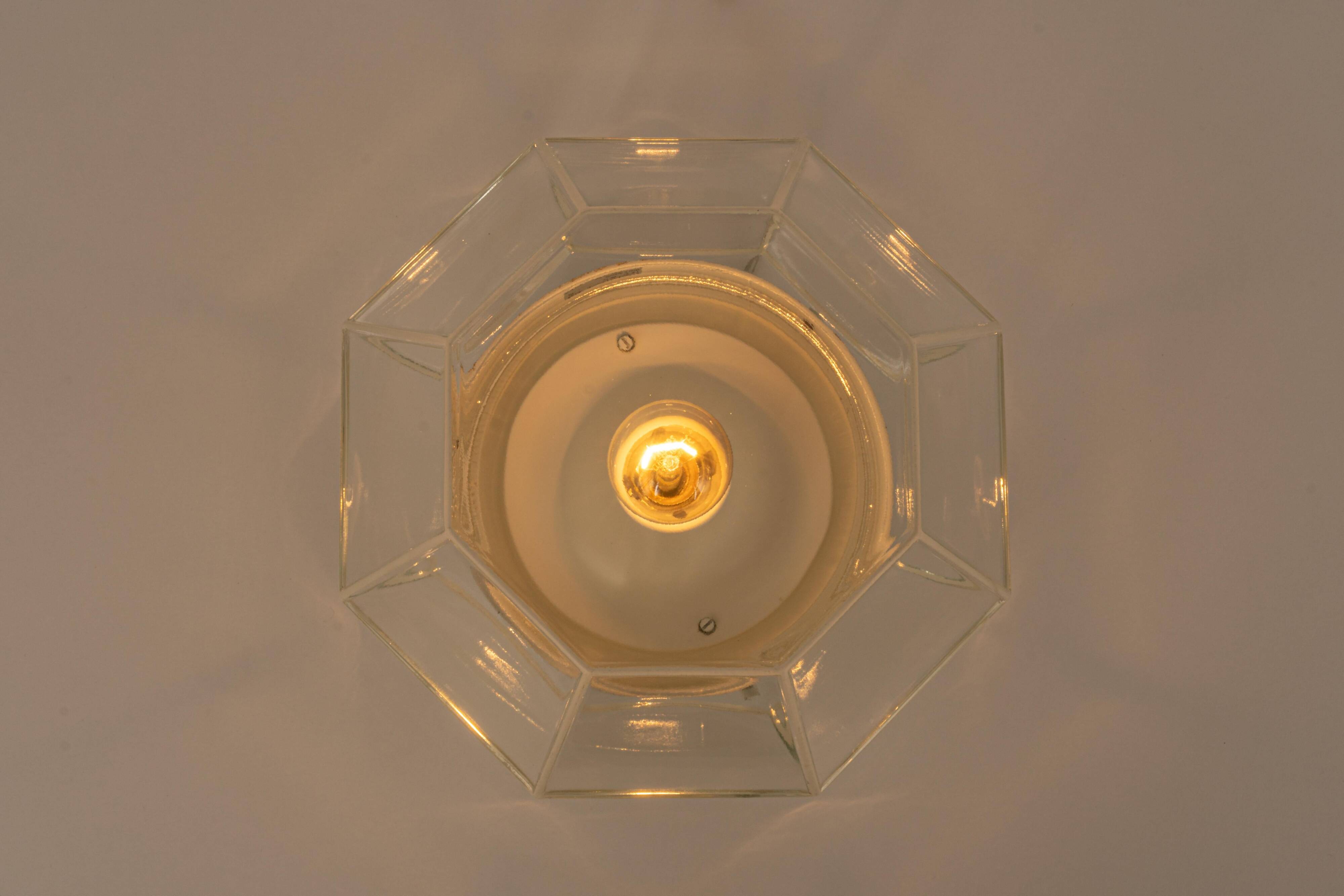 white glass ceiling lights by Limburg, Germany, 1960s.