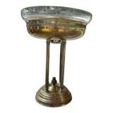 Antique Centerpiece Fruit Bowl in Gilded Brass with Fine Chiseled Glass Bowl