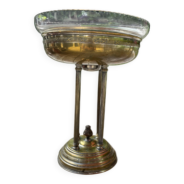 Ancien Centre de Table coupe à fruit laiton doré coupe en verre ciselé fin