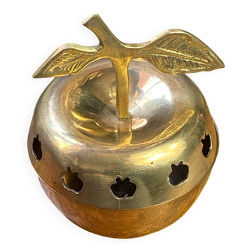 Bonbonnière, in the shape of an apple, made of brass.