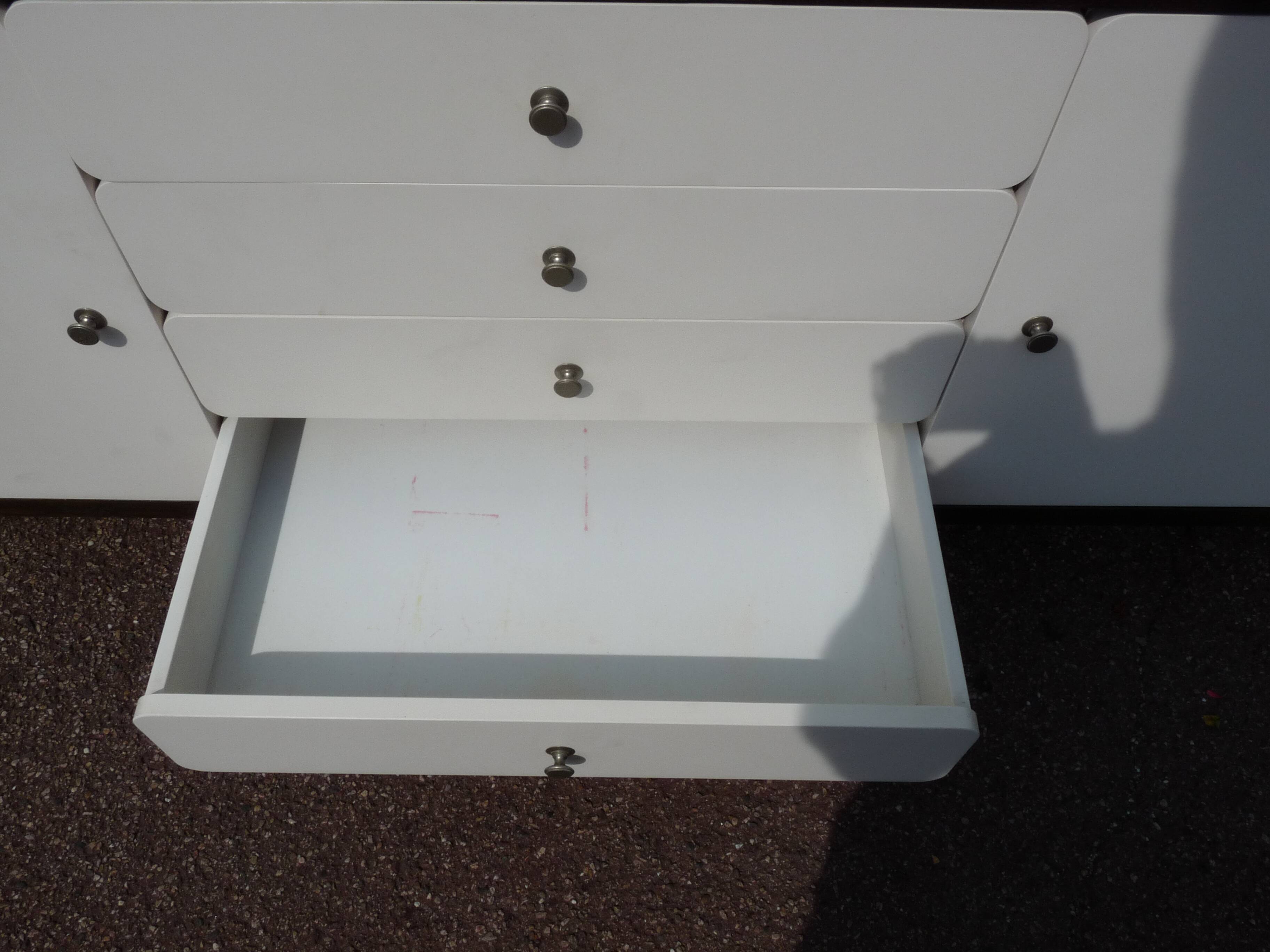 Wooden Sideboard - "Stollenlinie Brasilia" - German - 1960 - White - Black