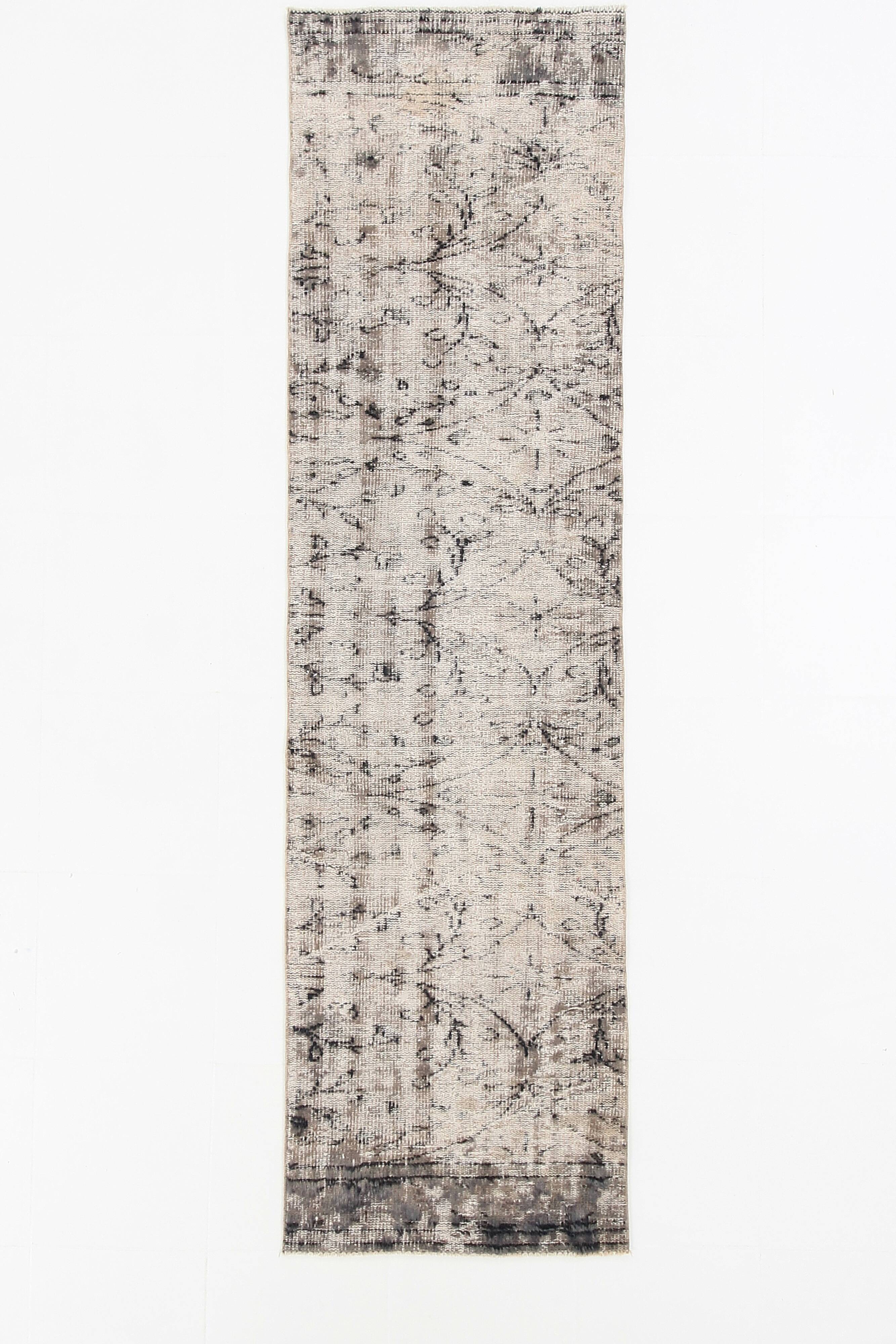 2x9 Faded Soft Wool Navy Blue Vintage Turkish Runner Rug